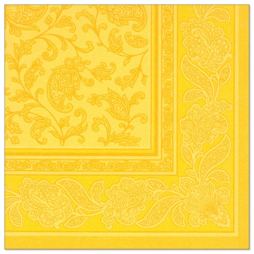 20 Servietten "ROYAL Collection" 1/4-Falz 40 cm x 40 cm gelb "Ornaments"