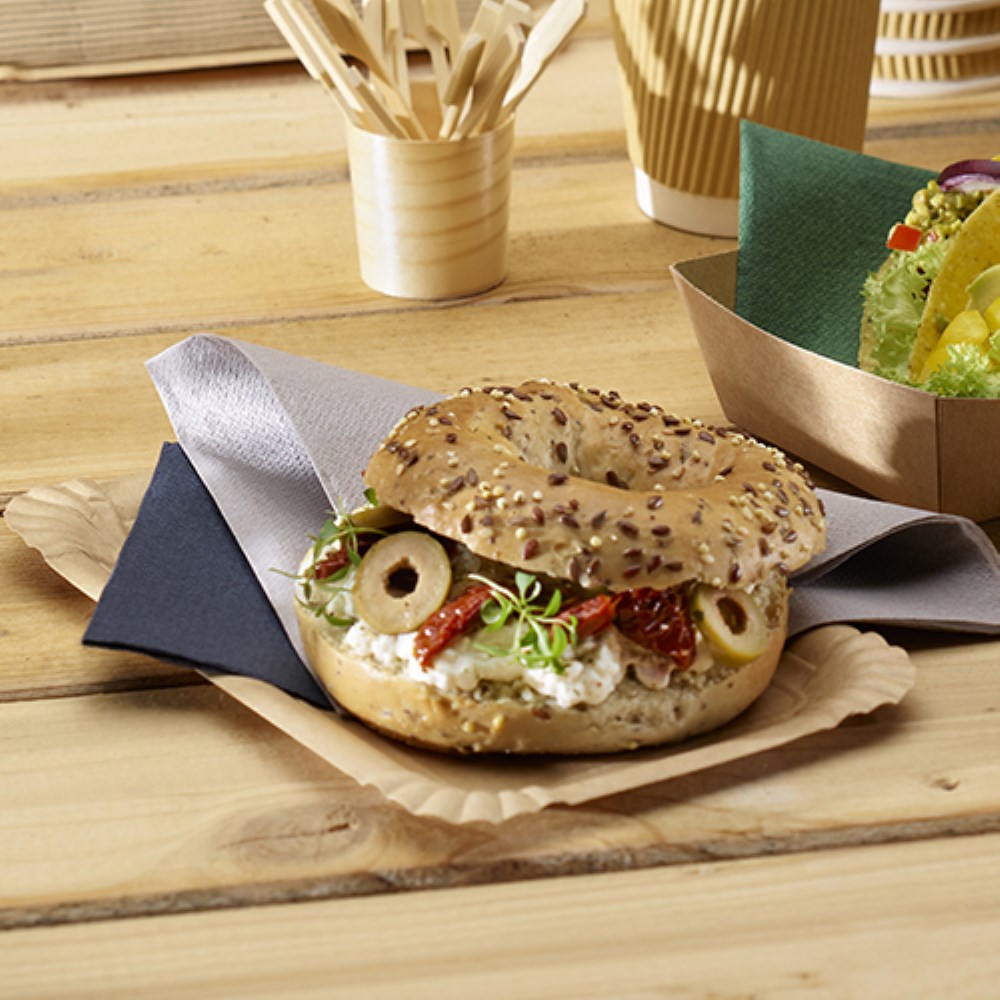 250 Teller, Pappe "pure" eckig 13 cm x 20 cm braun