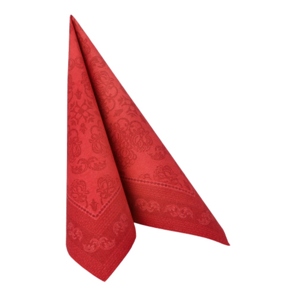 50 Servietten "ROYAL Collection" 1/4-Falz 40 cm x 40 cm bordeaux "Arabesque"