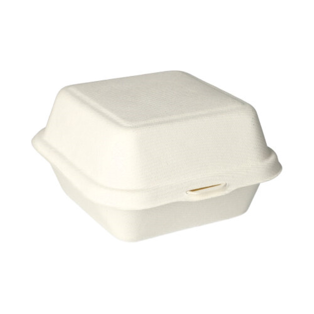 500 Hamburger-Boxen, Zuckerrohr "pure" 8 cm x 14 cm x 15 cm weiss