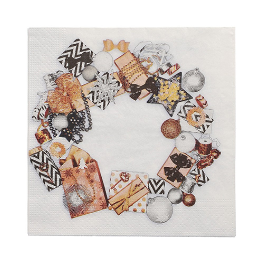 20 Servietten, 3-lagig 1/4-Falz 33 cm x 33 cm "Ambiance de Fete"