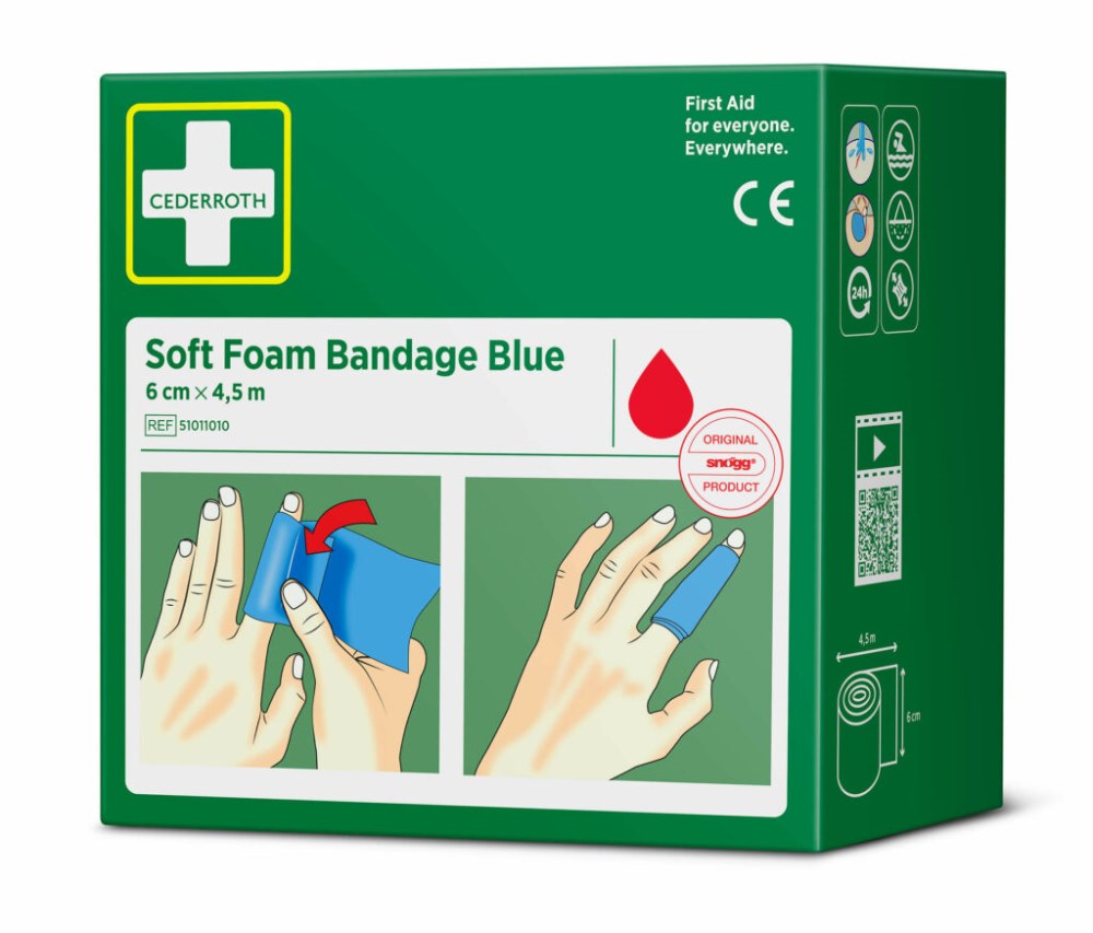 "Cederroth" Soft Foam Bandage 4,5 m x 6 cm blau , Refill