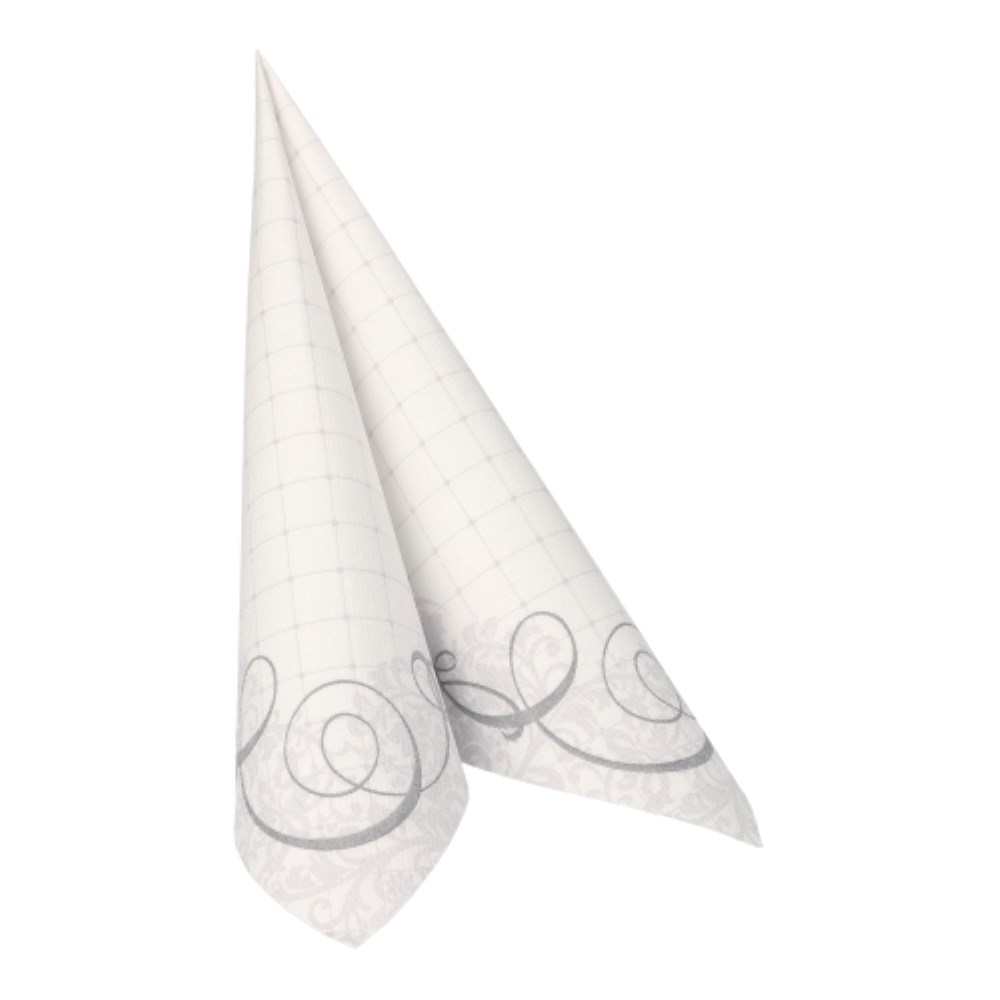 50 Servietten "ROYAL Collection" 1/4-Falz 40 cm x 40 cm silber "Megan"