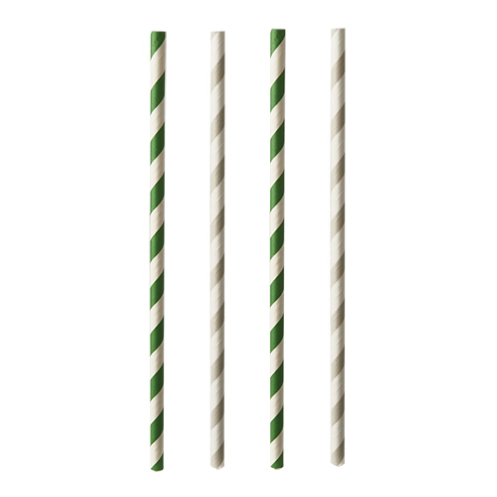 25 Trinkhalme, Papier Ø 6 mm · 20 cm farbig sortiert "Stripes"