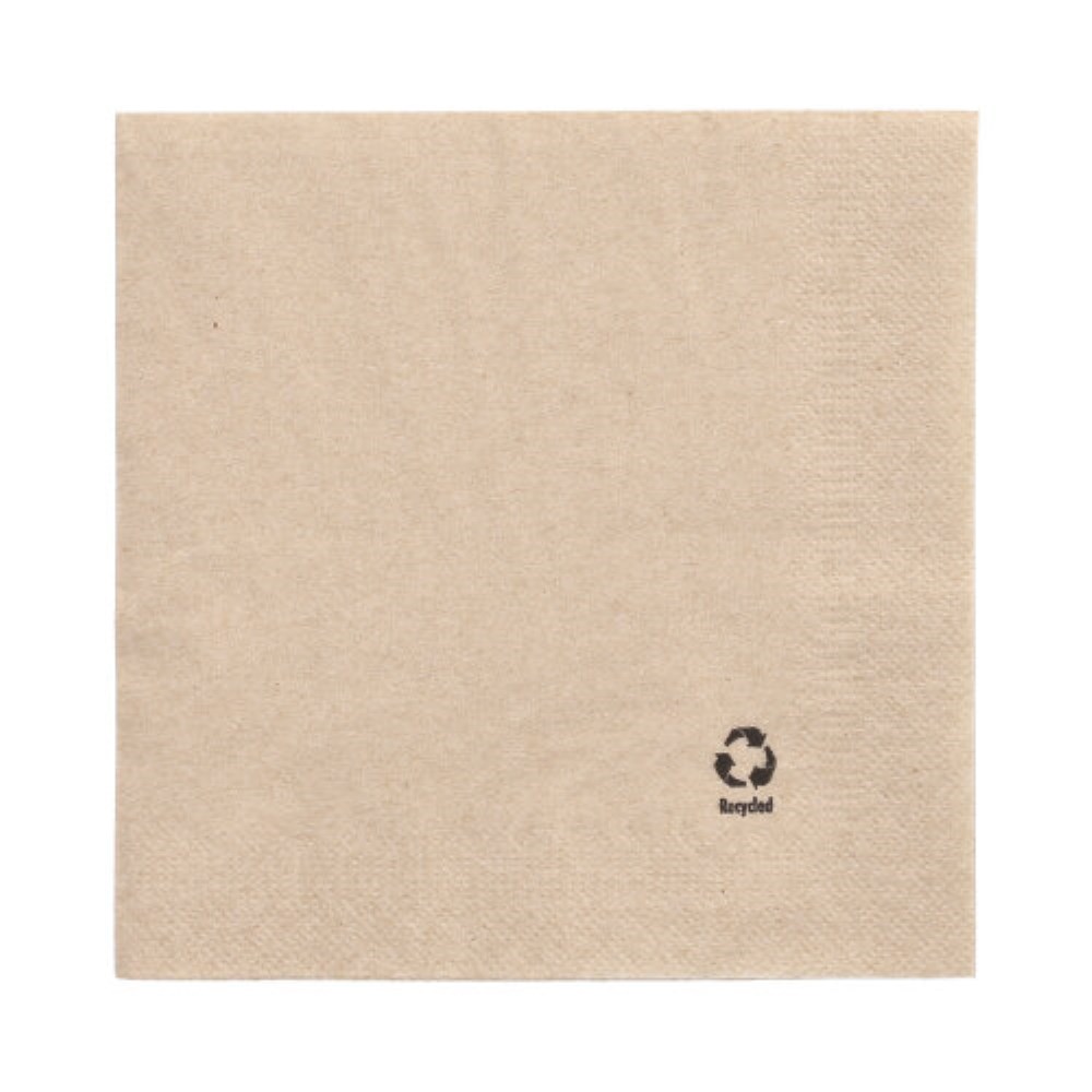 250 Servietten, 2-lagig 1/4-Falz 33 cm x 33 cm natur aus recyceltem Papier