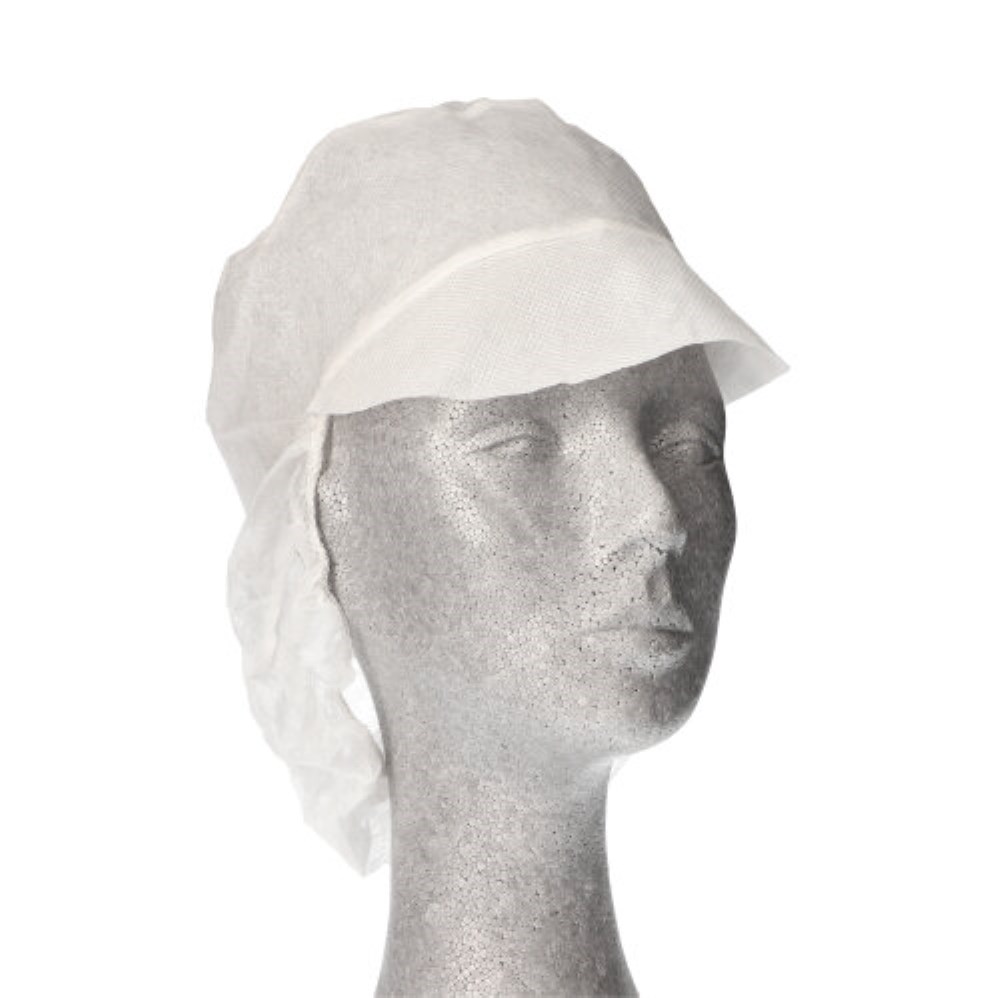 50 "WORK-INN/PS" Kappen mit Schirm und Haarnetz, Vlies Ø 30 cm weiss
