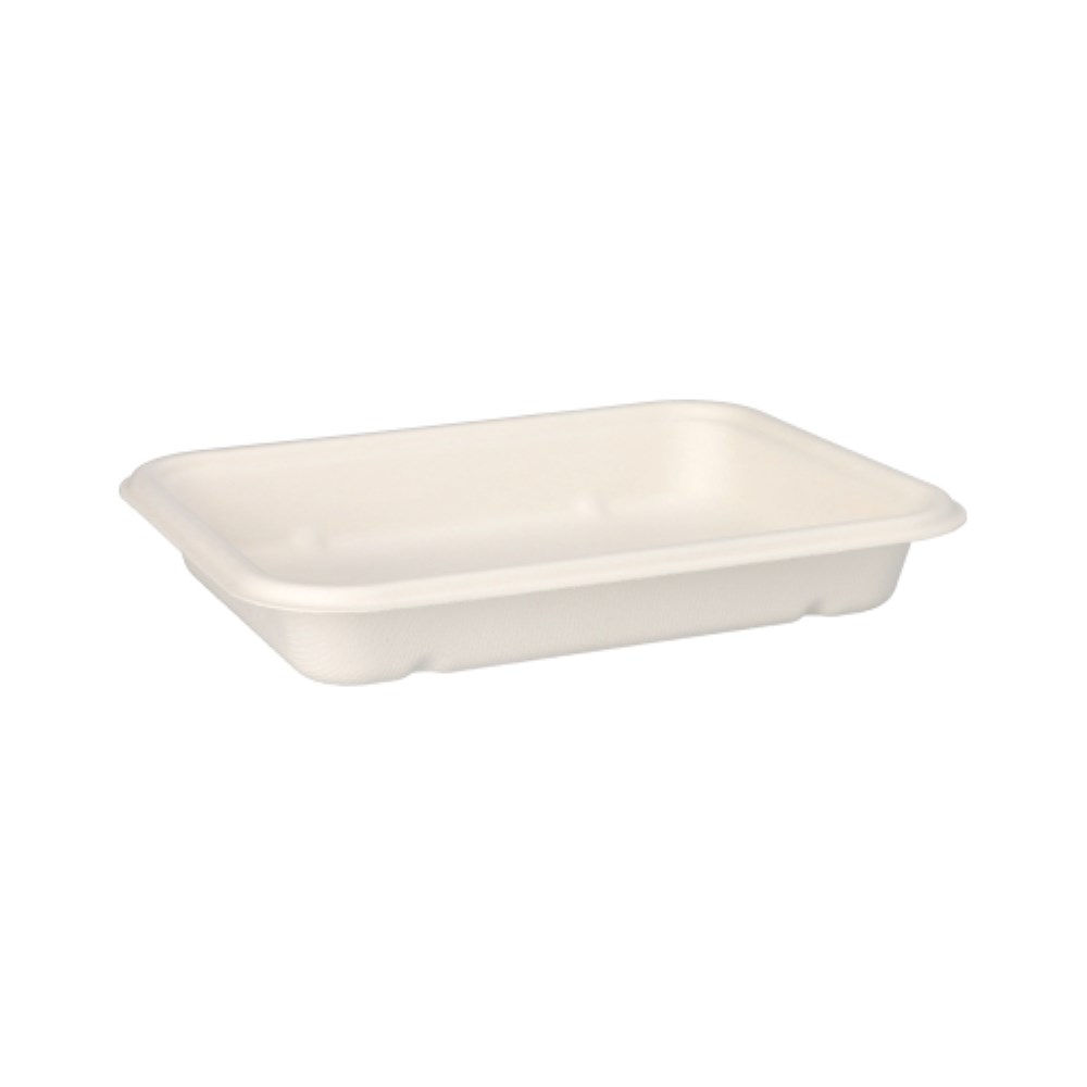 50 Schalen, Zuckerrohr "pure" ungeteilt 3 cm x 15,3 cm x 20,3 cm weiss