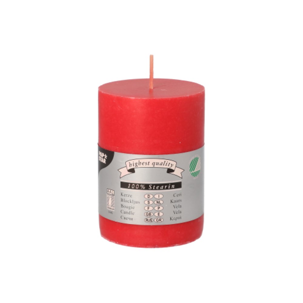 Stumpenkerze Ø 70 mm · 100 mm rot aus 100% Stearin, durchgefärbt