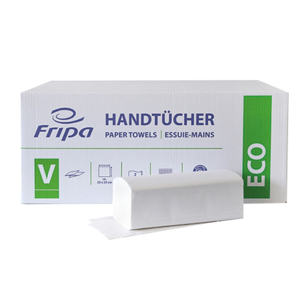 3200 Blatt Handtuchpapier V-Falz 23 cm x 25 cm weiss "Eco" 2-lagig (20x160)