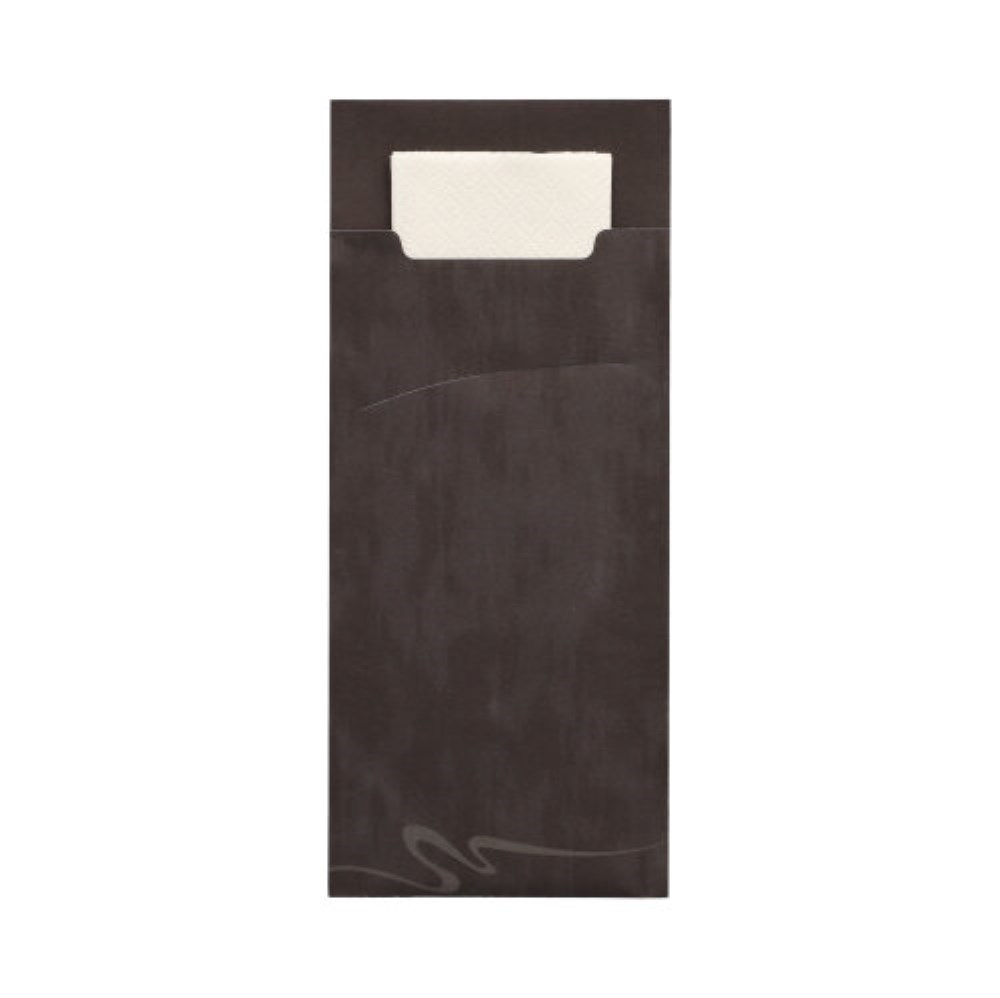 520 Bestecktaschen 20 cm x 8,5 cm schwarz inkl. weißer Serviette