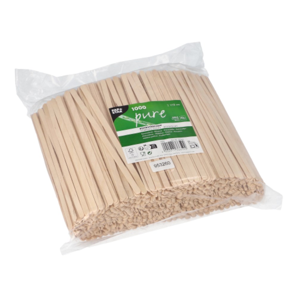 1000 Rührstäbchen, Holz "pure" 17,8 cm x 5 mm