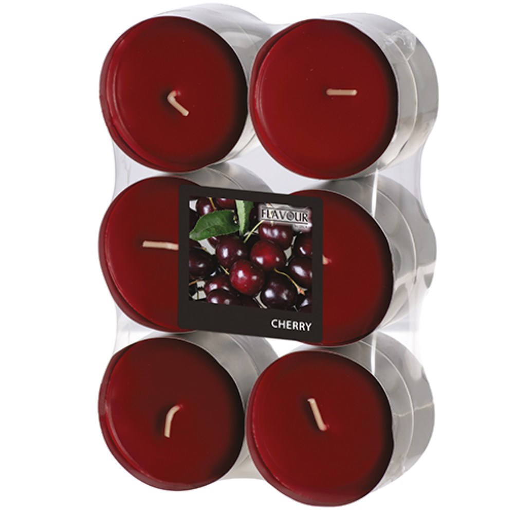 12 "GALA" Maxi Duftlichte Ø 58 mm · 24 mm bordeaux - Cherry