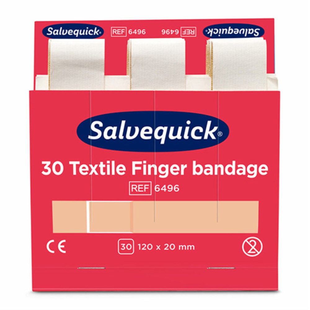 6 Set "Cederroth" Salvequick Textil Pflaster (30 Stück) braun "Finger Bandage" , Refill