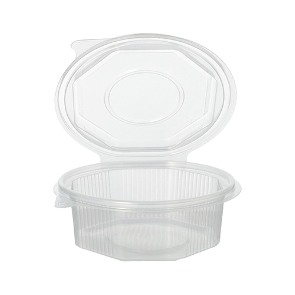 50 Verpackungsbecher mit Klappdeckeln, PP 8-eckig 375 ml 4,2 cm x 11 cm x 11 cm transparent