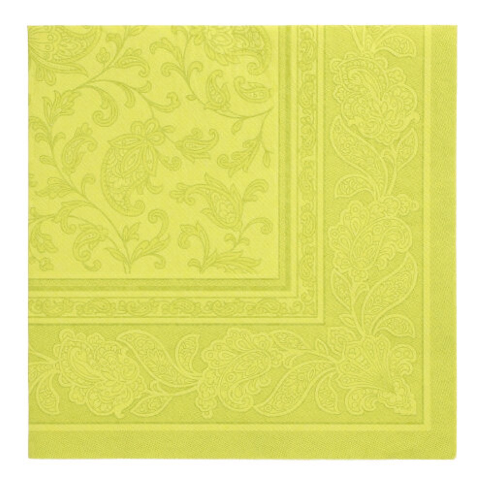 50 Servietten "ROYAL Collection" 1/4-Falz 40 cm x 40 cm limonengrün "Ornaments"
