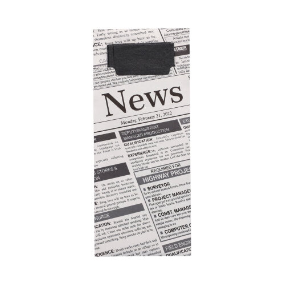 520 Bestecktaschen 20 cm x 8,5 cm schwarz/weiss "Newsprint" inkl. schwarzer Serviette