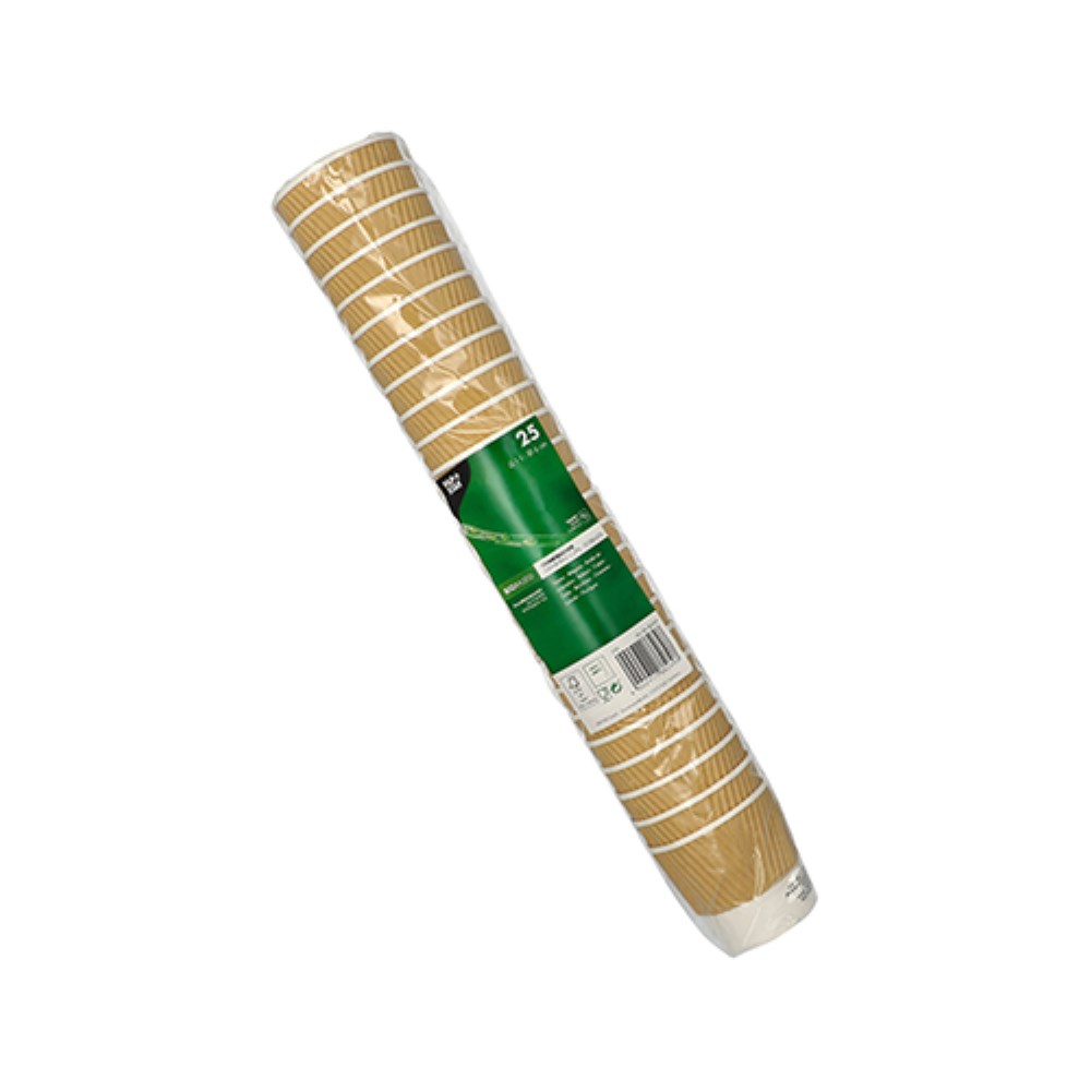 25 Trinkbecher, Pappe 0,1 l Ø 6 cm · 6 cm natur Ripple Wall