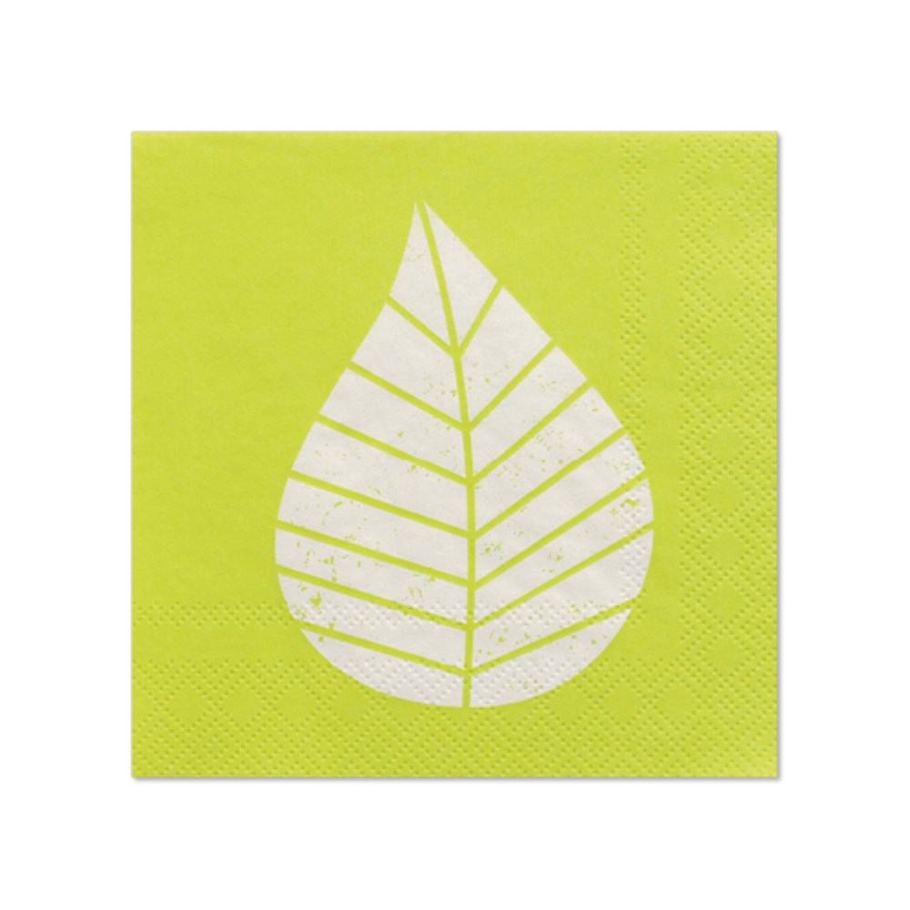 20 Servietten, 3-lagig 1/4-Falz 25 cm x 25 cm grün "Graphic Leaves"
