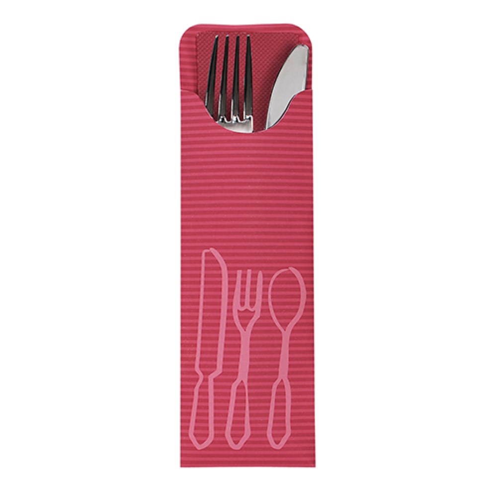 100 Bestecktaschen 23,5 cm x 7,3 cm bordeaux inkl. farbiger Serviette