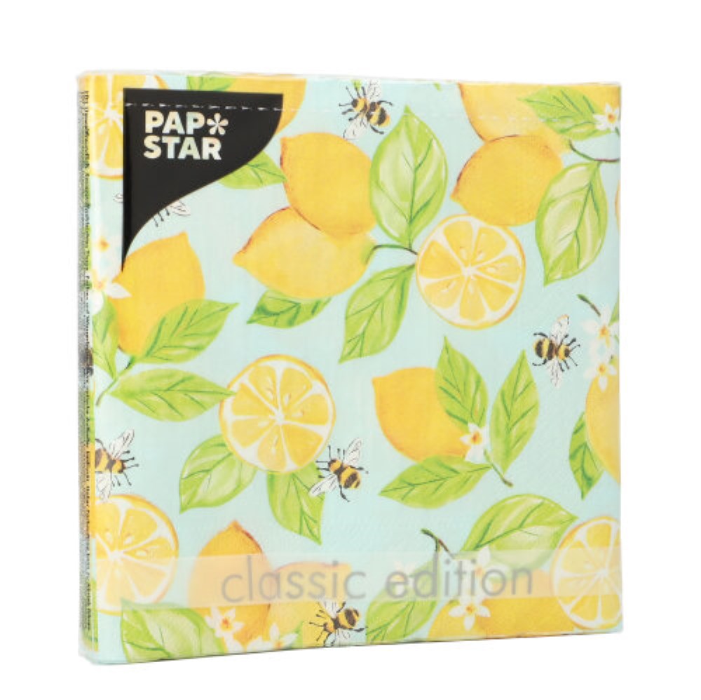 20 Servietten, 3-lagig 1/4-Falz 33 cm x 33 cm "Lemon Grove"