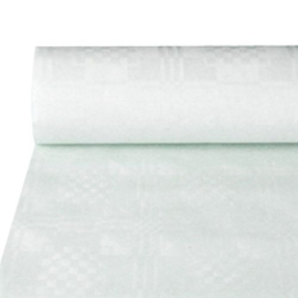 Papiertischtuch mit Damastprägung 50 m x 1 m weiss