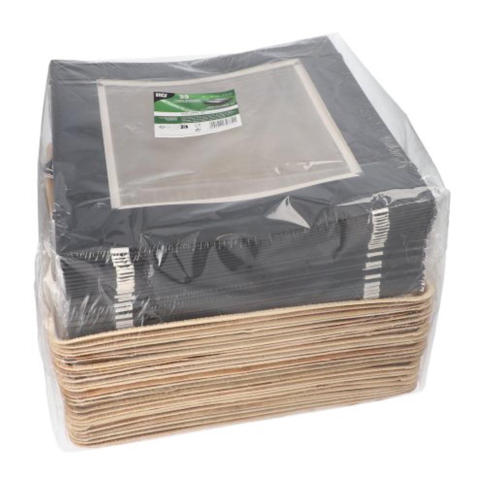 25 Tabletts, Palmblatt eckig 5 cm x 29 cm x 29 cm mit separatem Deckel und Banderole