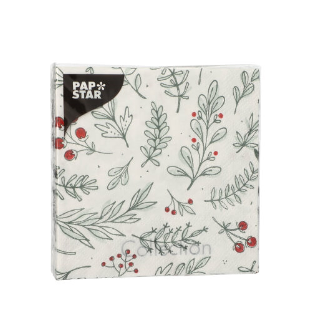 20 Servietten, 3-lagig 1/4-Falz 25 cm x 25 cm "Berries"
