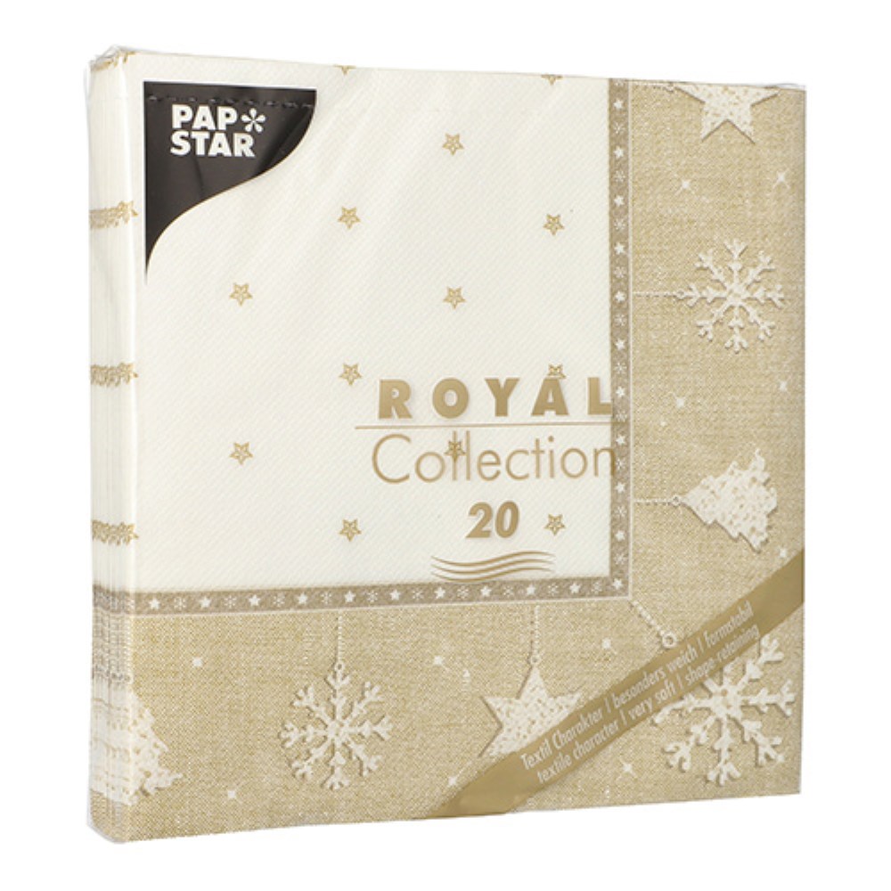 20 Servietten "ROYAL Collection" 1/4-Falz 40 cm x 40 cm gold "X-Mas"