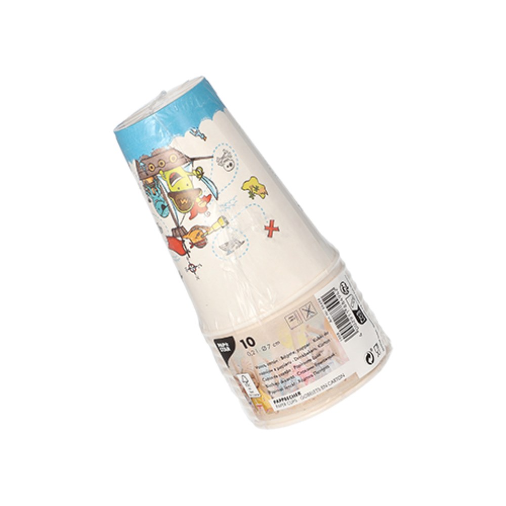 10 Trinkbecher, Pappe 0,2 l Ø 7 cm · 9,7 cm "Pirate Crew"