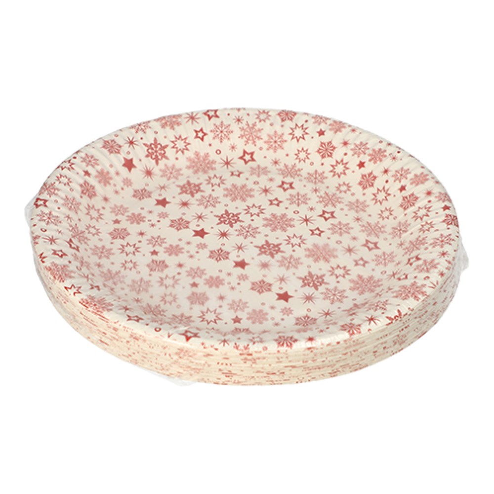 30 Teller, Pappe rund Ø 23 cm weiss "Snöflinga"