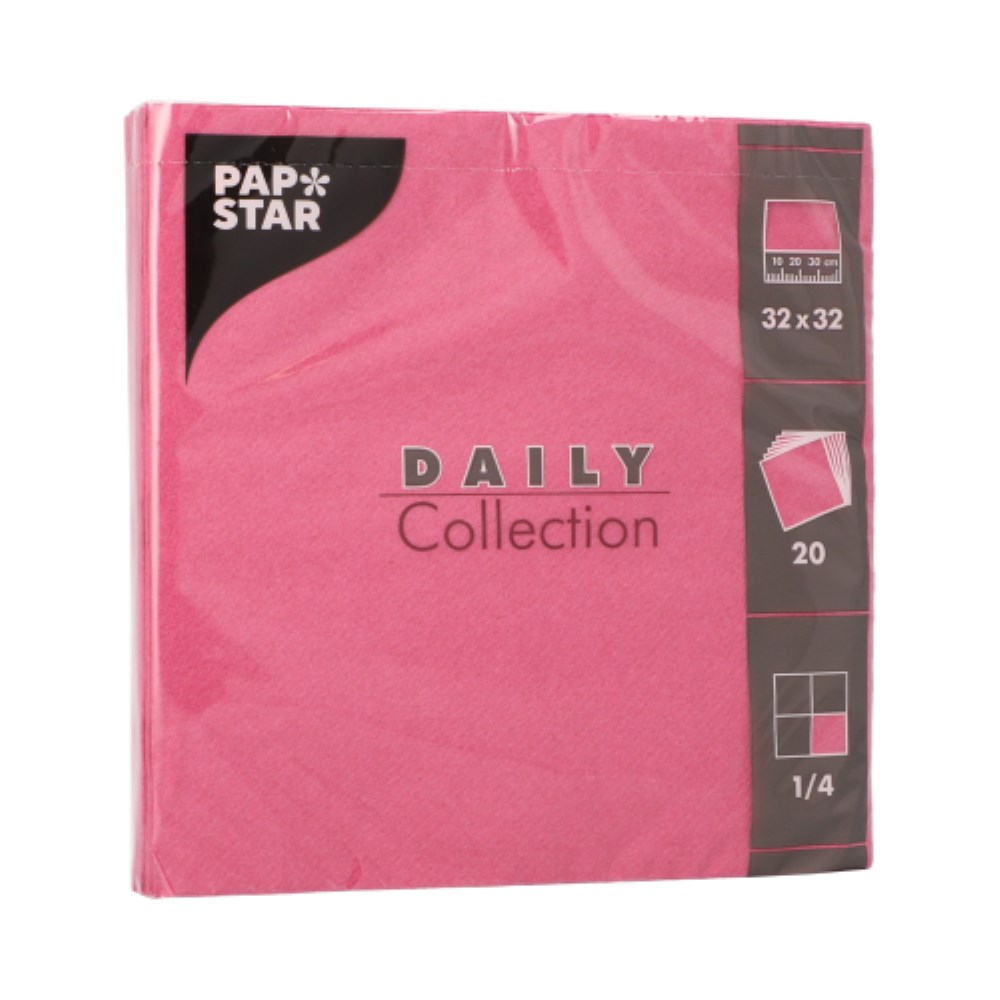 20 Servietten "DAILY Collection" 1/4-Falz 32 cm x 32 cm fuchsia