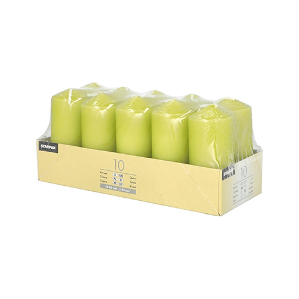 10 Stumpenkerzen Ø 40 mm · 90 mm kiwi