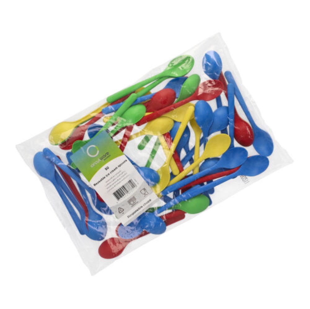 50 "Circulware" Mehrweg-Eislöffel PP-MF 13 cm farbig sortiert extra stabil