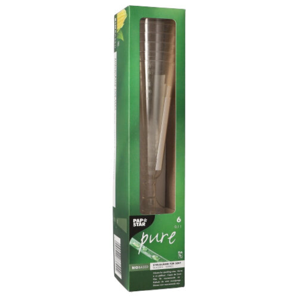 6 Stiel-Gläser für Sekt, PLA "pure" 0,1 l Ø 5,5 cm · 16,5 cm glasklar mit glasklarem Fuß