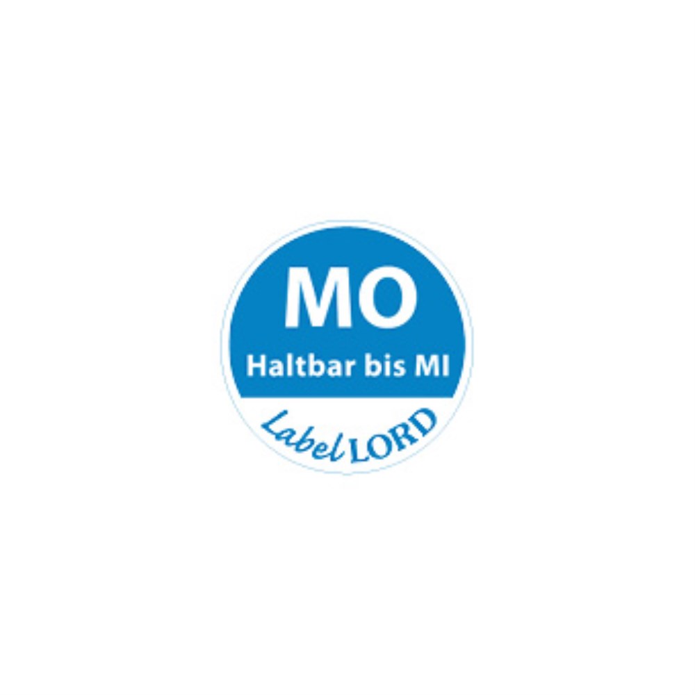 500 "LabelLord" HACCP Lebensmitteletiketten Ø 19 mm blau "Aqualabel" MO haltbar bis MI, abwaschbar