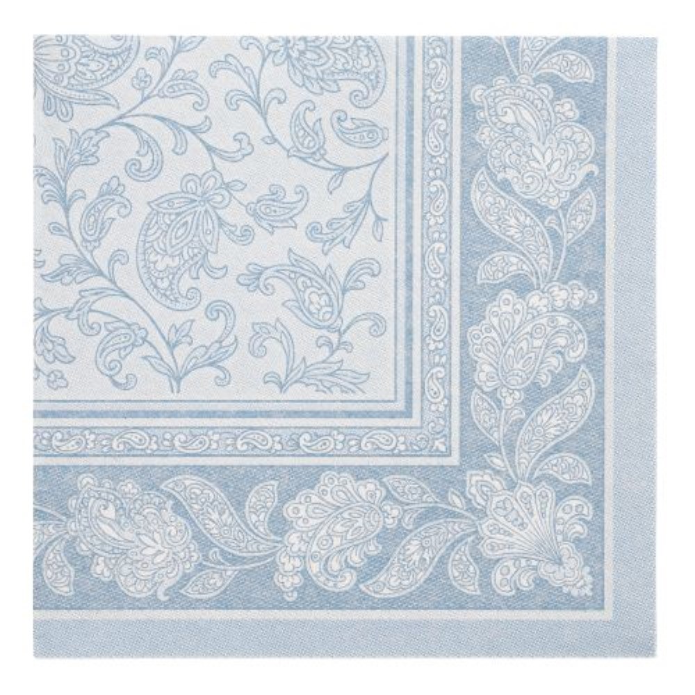 20 Servietten "ROYAL Collection" 1/4-Falz 40 cm x 40 cm arktikblau "Ornaments"