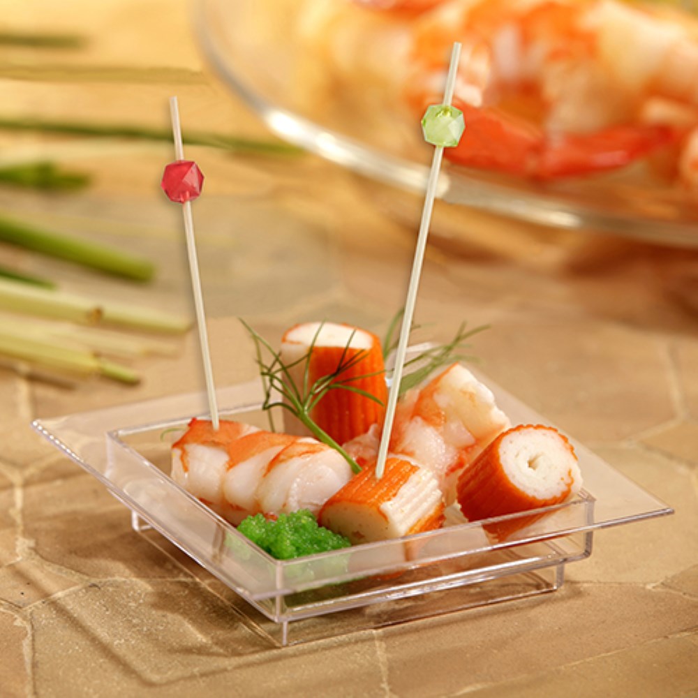 100 Fingerfood - Picker 12 cm farbig sortiert "Square"