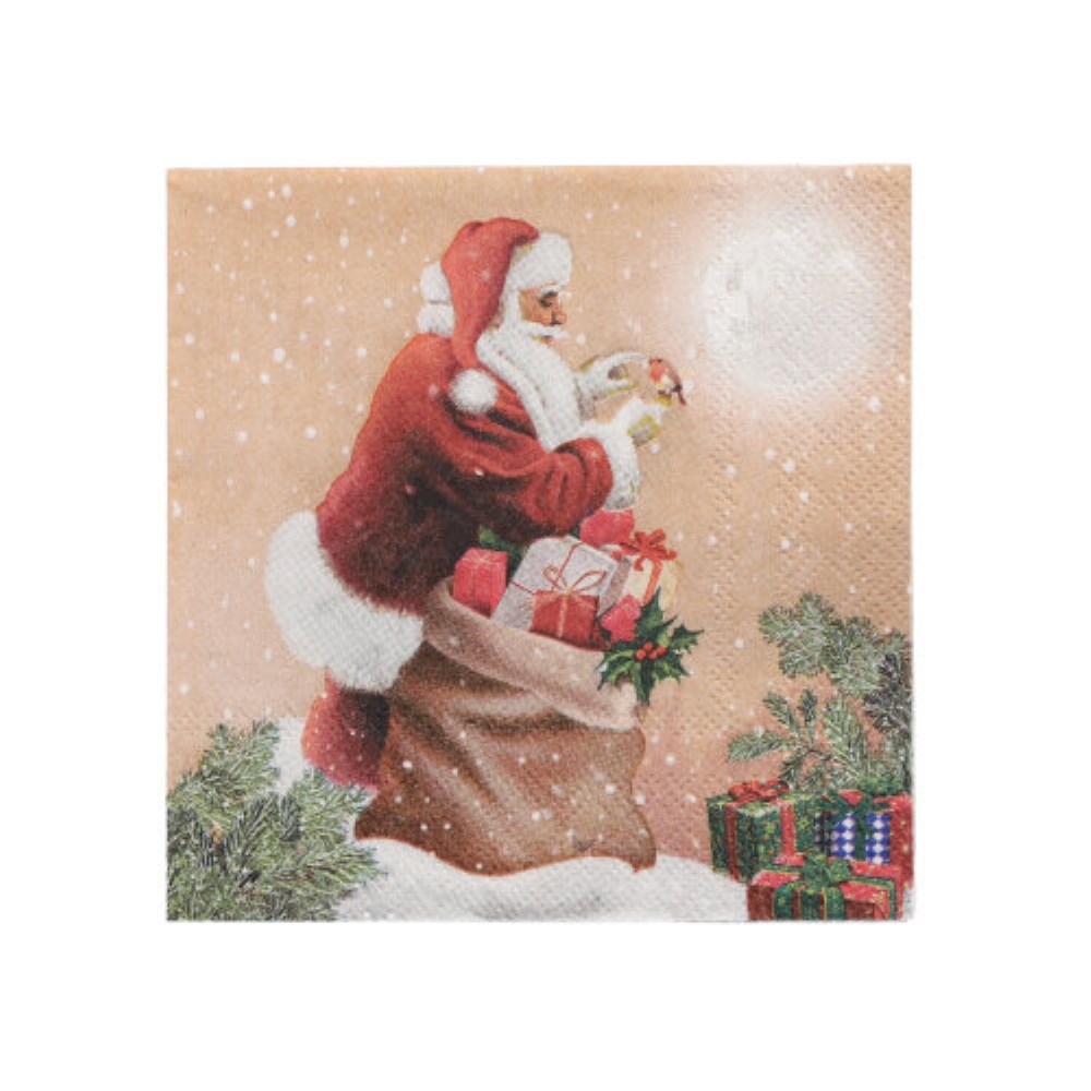 20 Servietten, 3-lagig 1/4-Falz 25 cm x 25 cm "Dans la Cheminee"