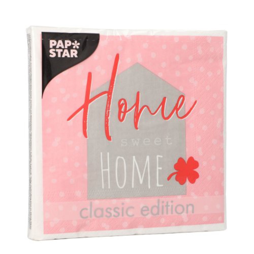 20 Servietten, 3-lagig 1/4-Falz 33 cm x 33 cm "Sweet Home"