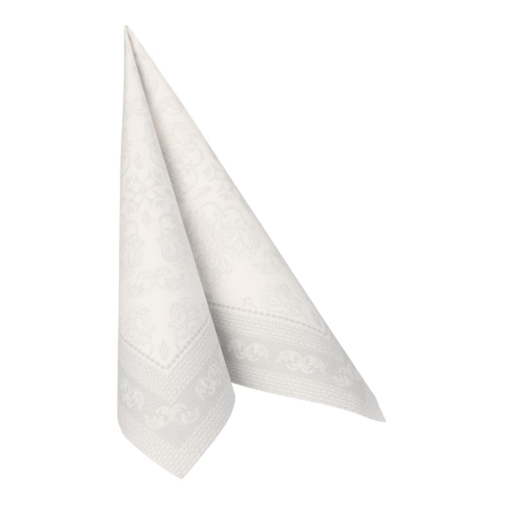 50 Servietten "ROYAL Collection" 1/4-Falz 40 cm x 40 cm weiss "Arabesque"