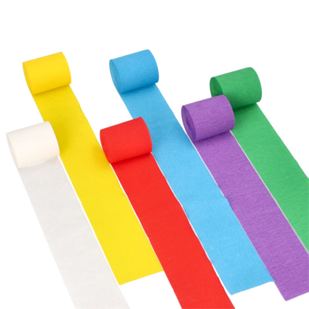 6 Rollen Krepp-Bänder 10 m x 5 cm farbig sortiert wasserfest