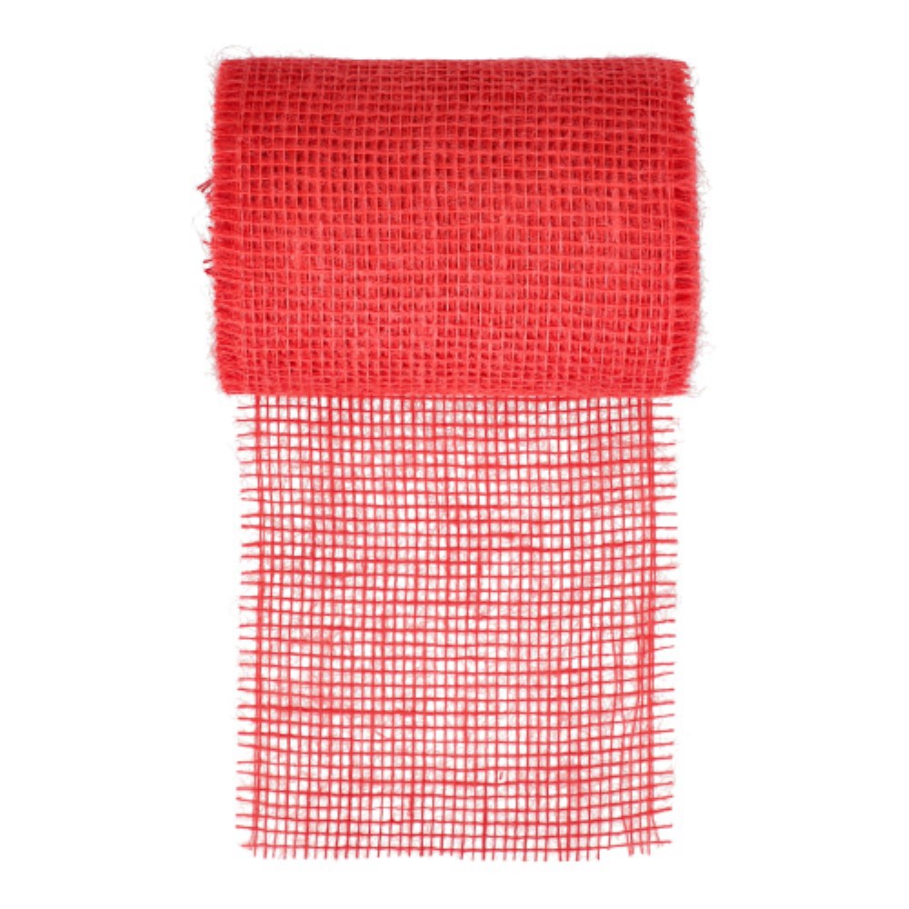 Dekoband Jute 10 m x 15 cm rot
