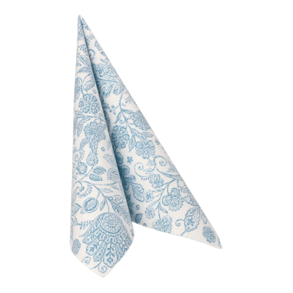 50 Servietten "ROYAL Collection" 1/4-Falz 40 cm x 40 cm blau "Paisley"