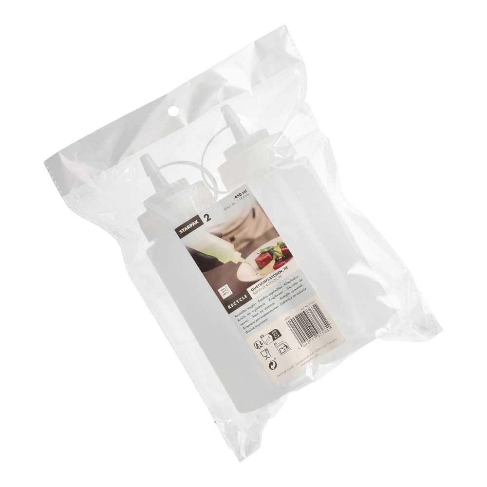 2 Quetschflaschen LDPE (virgin) 450 ml Ø 6,5 cm · 19,5 cm transparent
