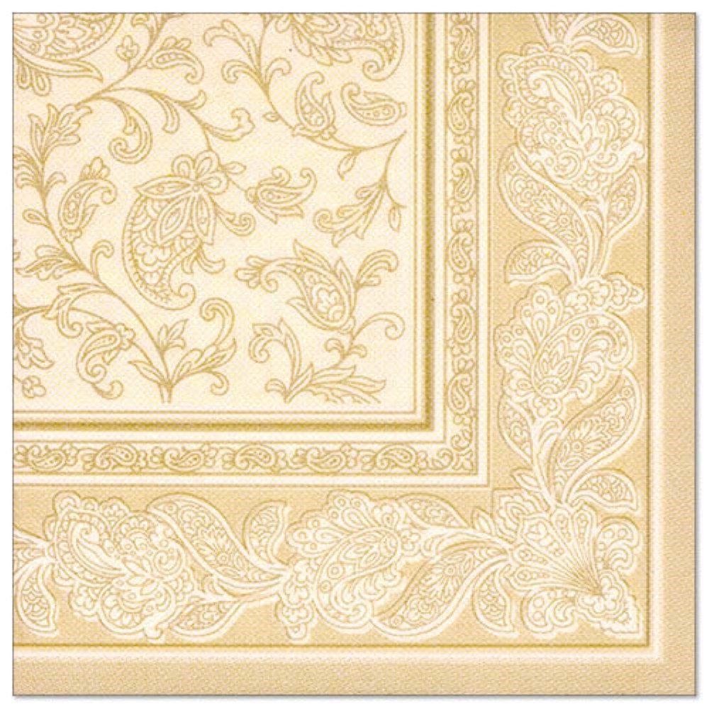 20 Servietten "ROYAL Collection" 1/4-Falz 40 cm x 40 cm champagner "Ornaments"
