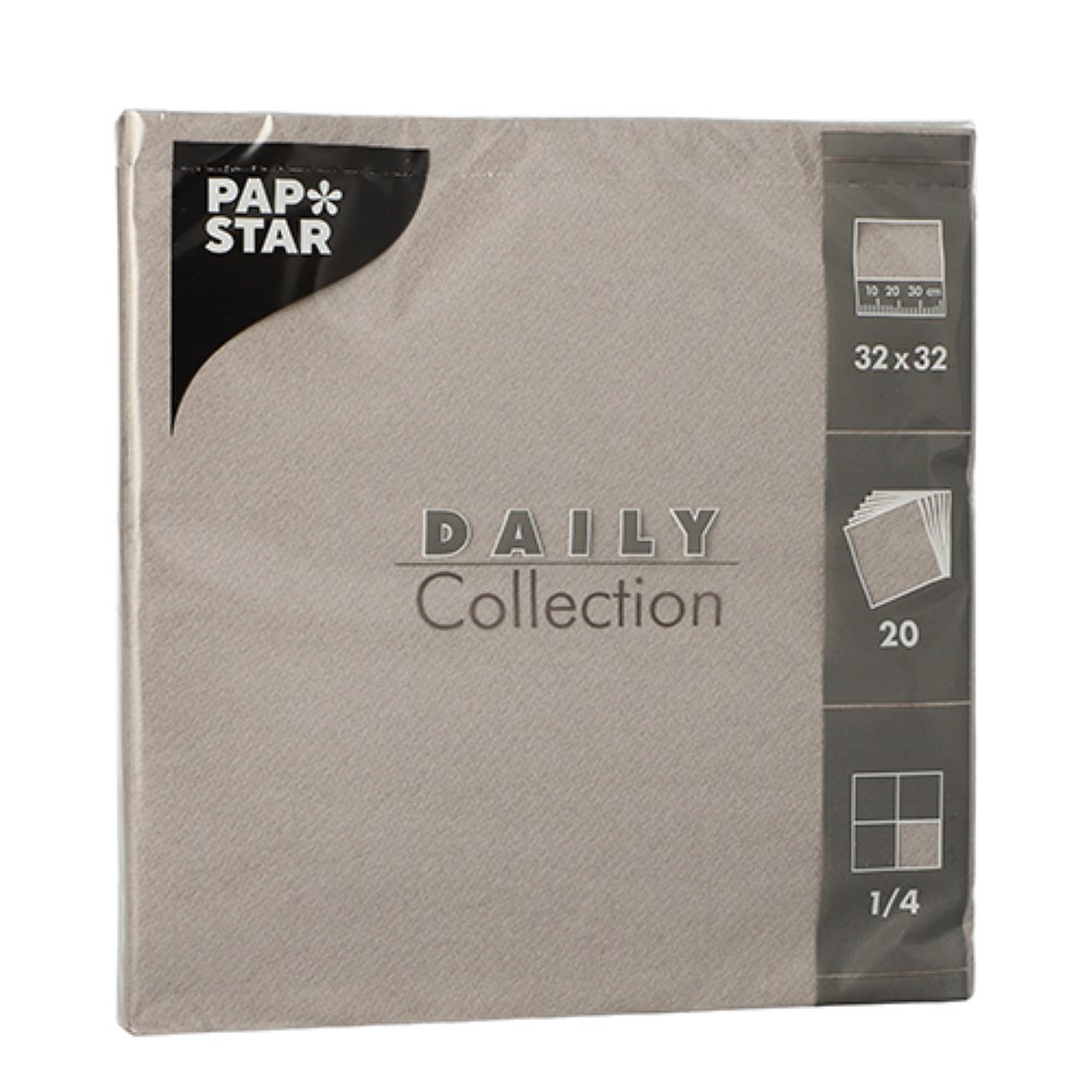 20 Servietten "DAILY Collection" 1/4-Falz 32 cm x 32 cm grau