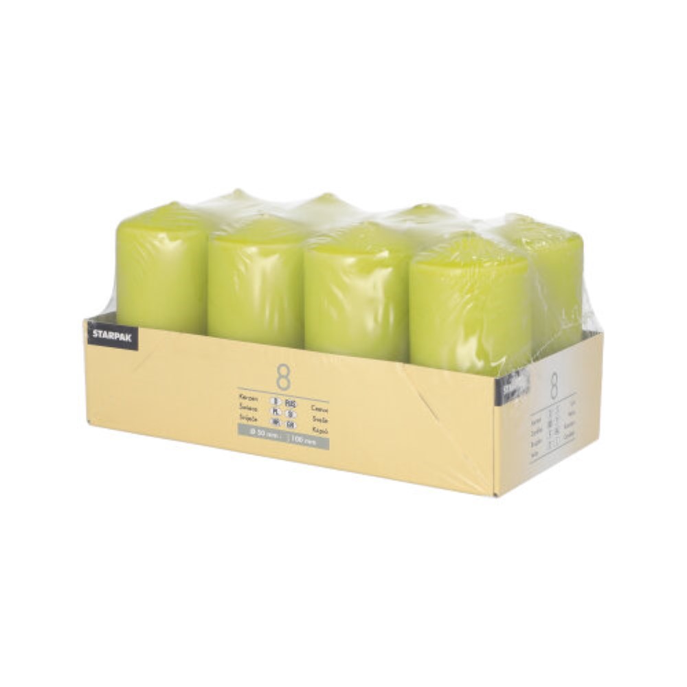 8 Stumpenkerzen Ø 50 mm · 100 mm kiwi