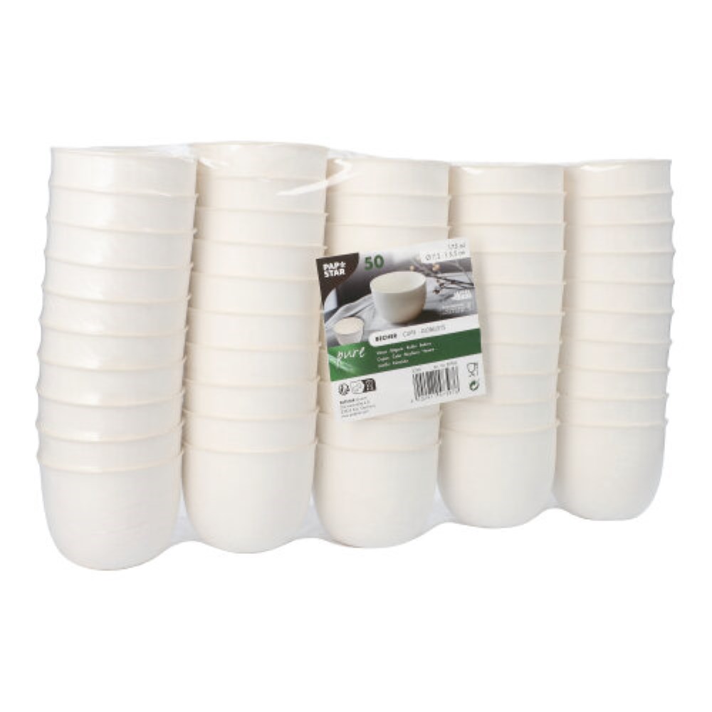 50 Schalen Zuckerrohr "pure" 175 ml Ø 7,2 cm · 5,5 cm weiss "Cella"