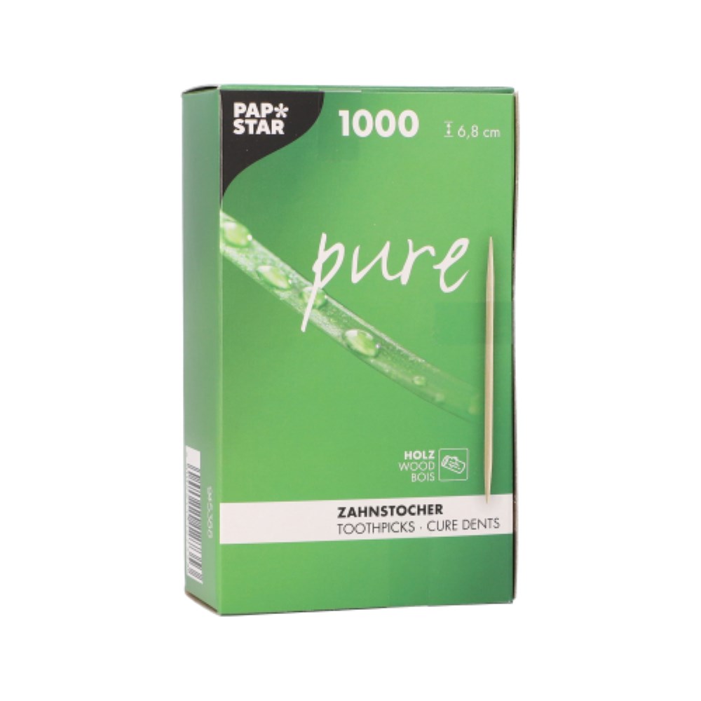 1000 Zahnstocher, Holz "pure" rund 6,8 cm