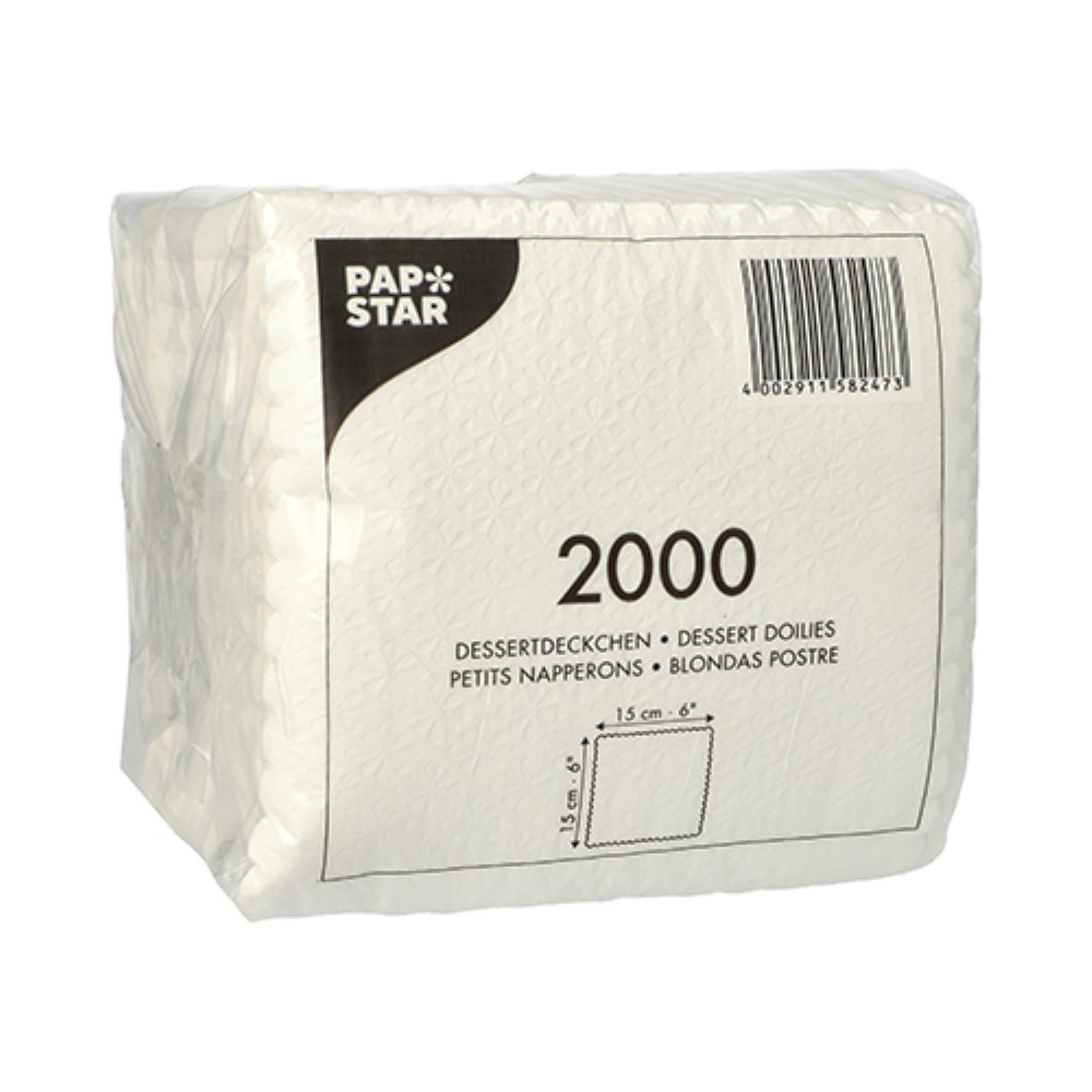 2000 Dessertdeckchen 15 cm x 15 cm weiss